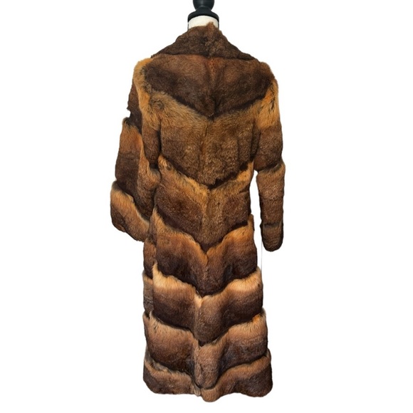 Vintage 1980s Real Fox Fur Full Length Coat Silk Lined Made in Korea Mob Wife - Picture 2 of 6